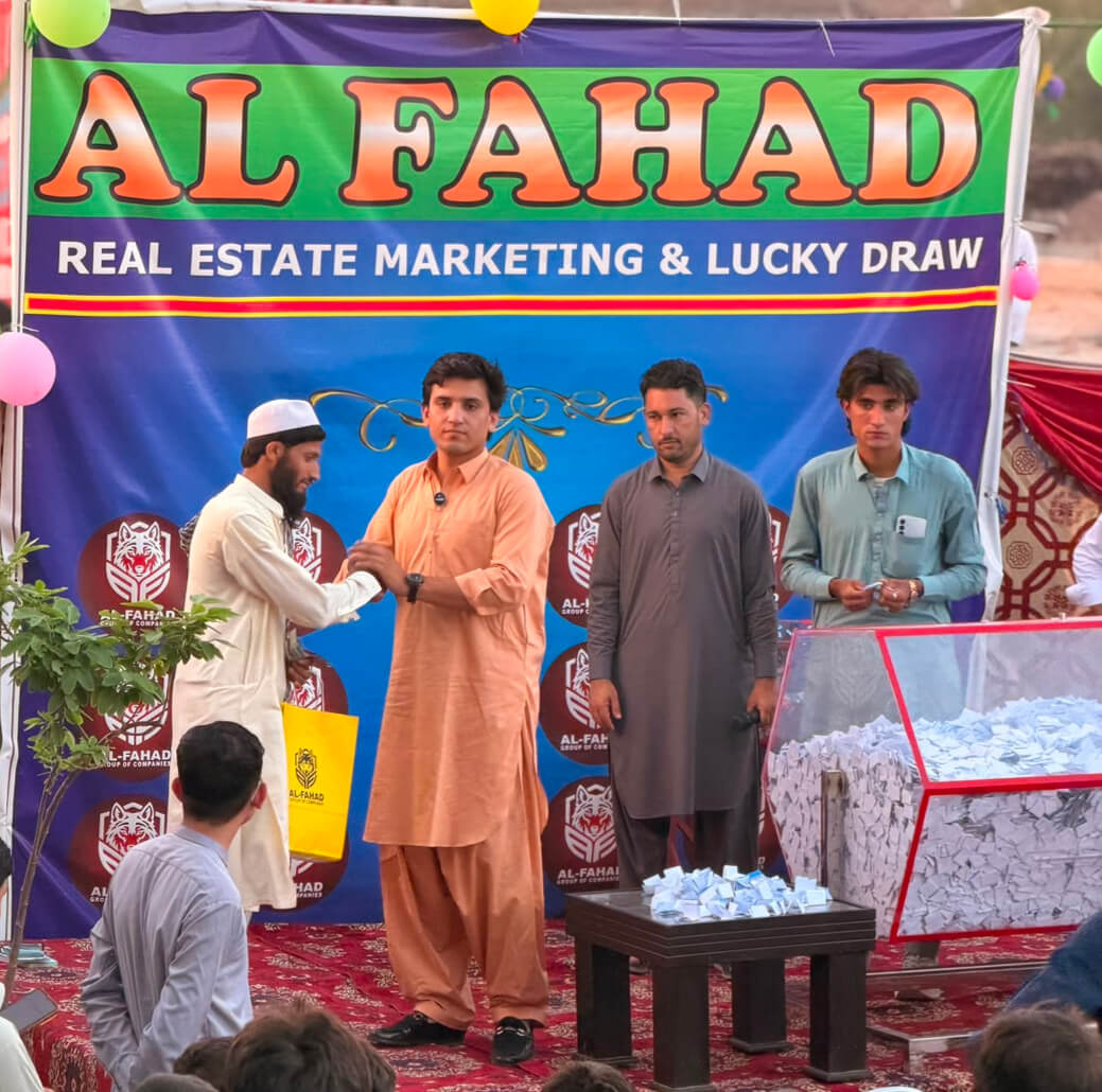 AL FAHAD lucky draw event with the physical draw box